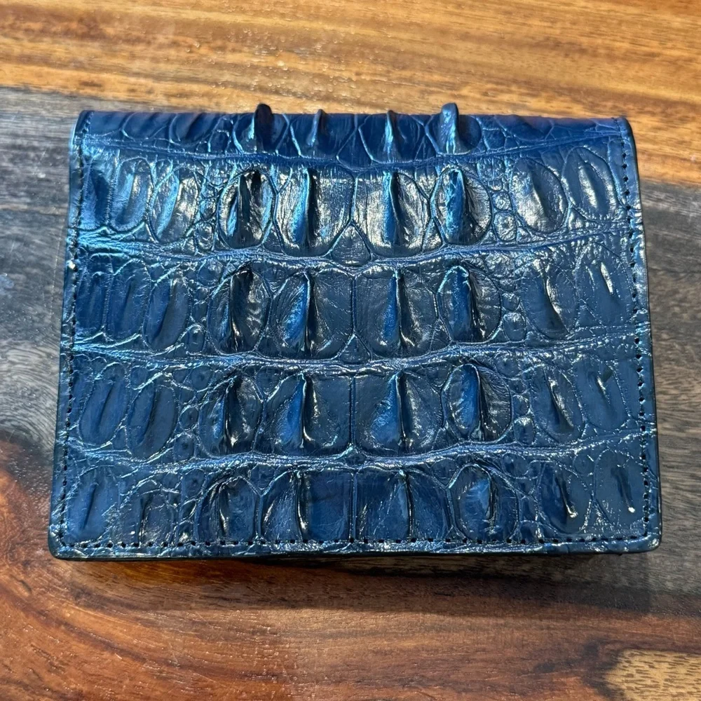 Genuine Croc Leather Wallet Dark Cobalt Color